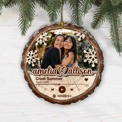 Custom Bestie Song Photo 2-Layer Wood Ornament