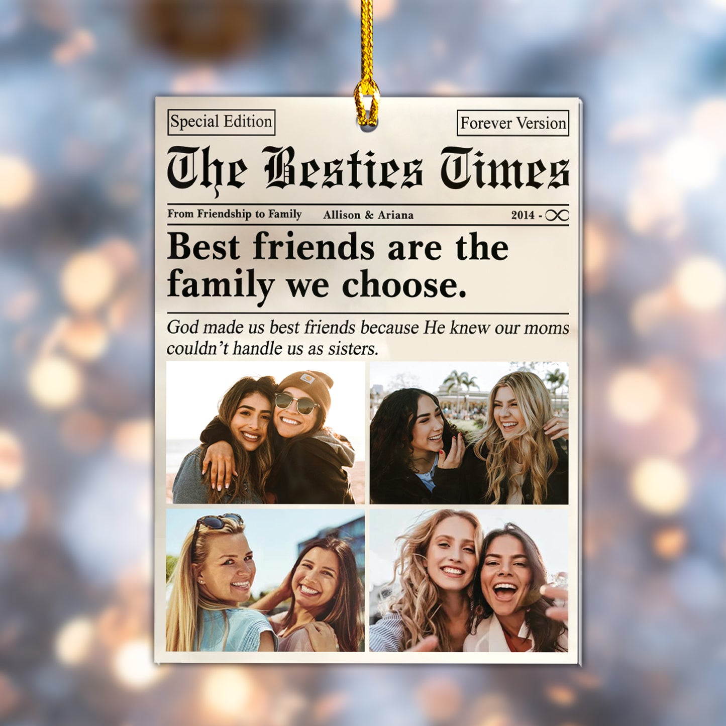 Custom Besties Photo Newspaper Ornament