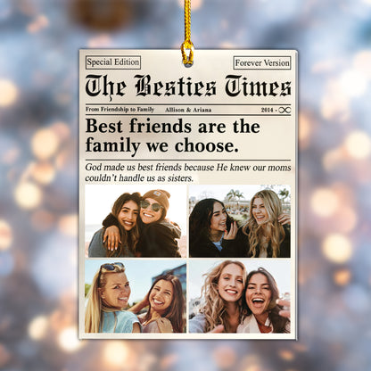 Custom Besties Photo Newspaper Ornament