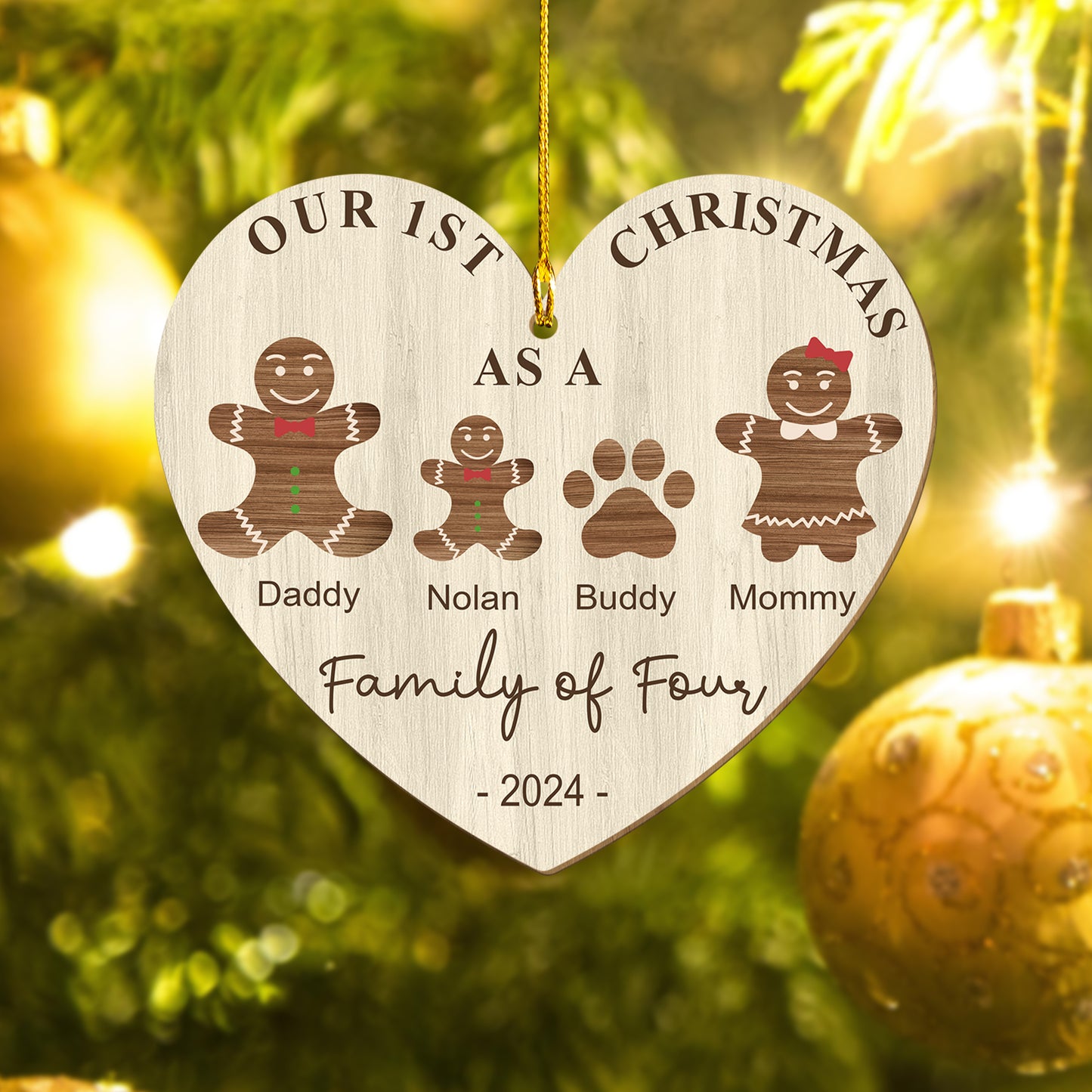 Custom Gingerbread Family Wood Ornament