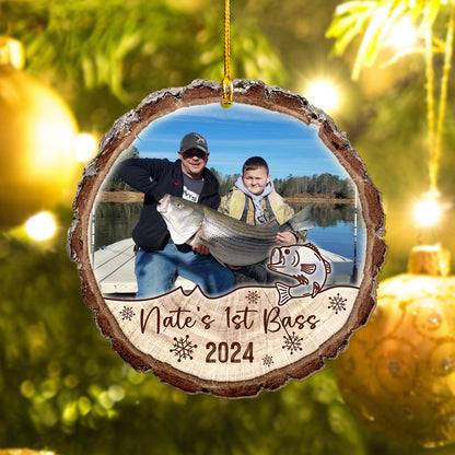 Custom Fishing Photo Wood Slice Ornament