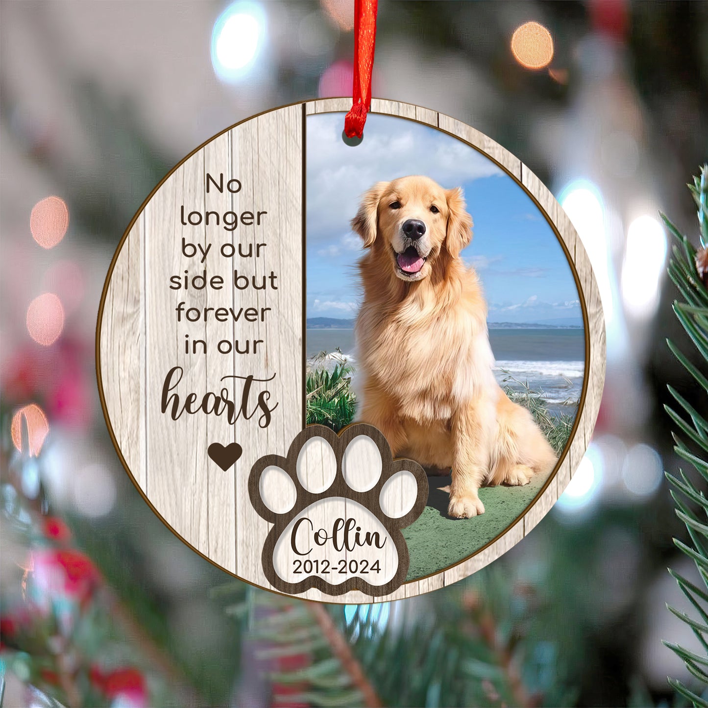 Custom Memorial Dog Photo Wood and Acrylic Ornament