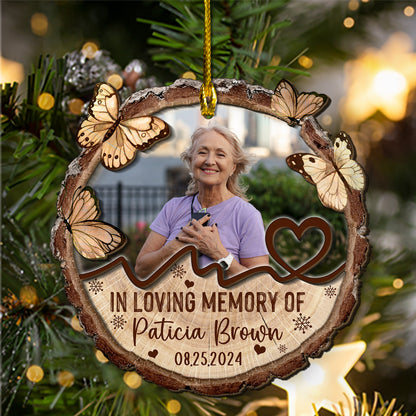 Custom Memorial Photo 2-Layer Wood Ornament