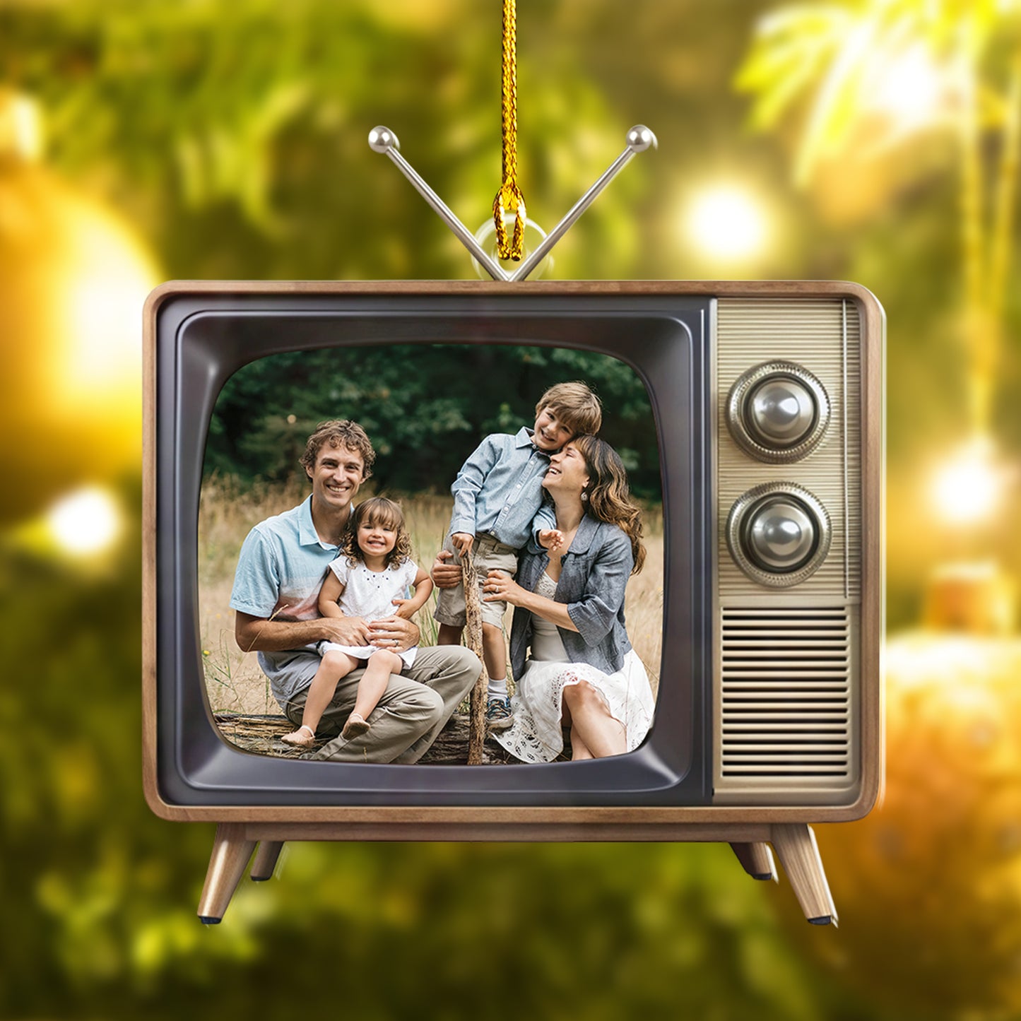 Custom Family Photo Retro Television Ornament