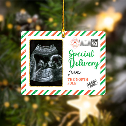 Custom Special Delivery Sonogram Christmas Ornament