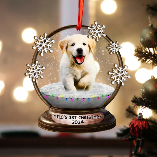 Custom Memorial Dog Photo Wood and Acrylic Ornament