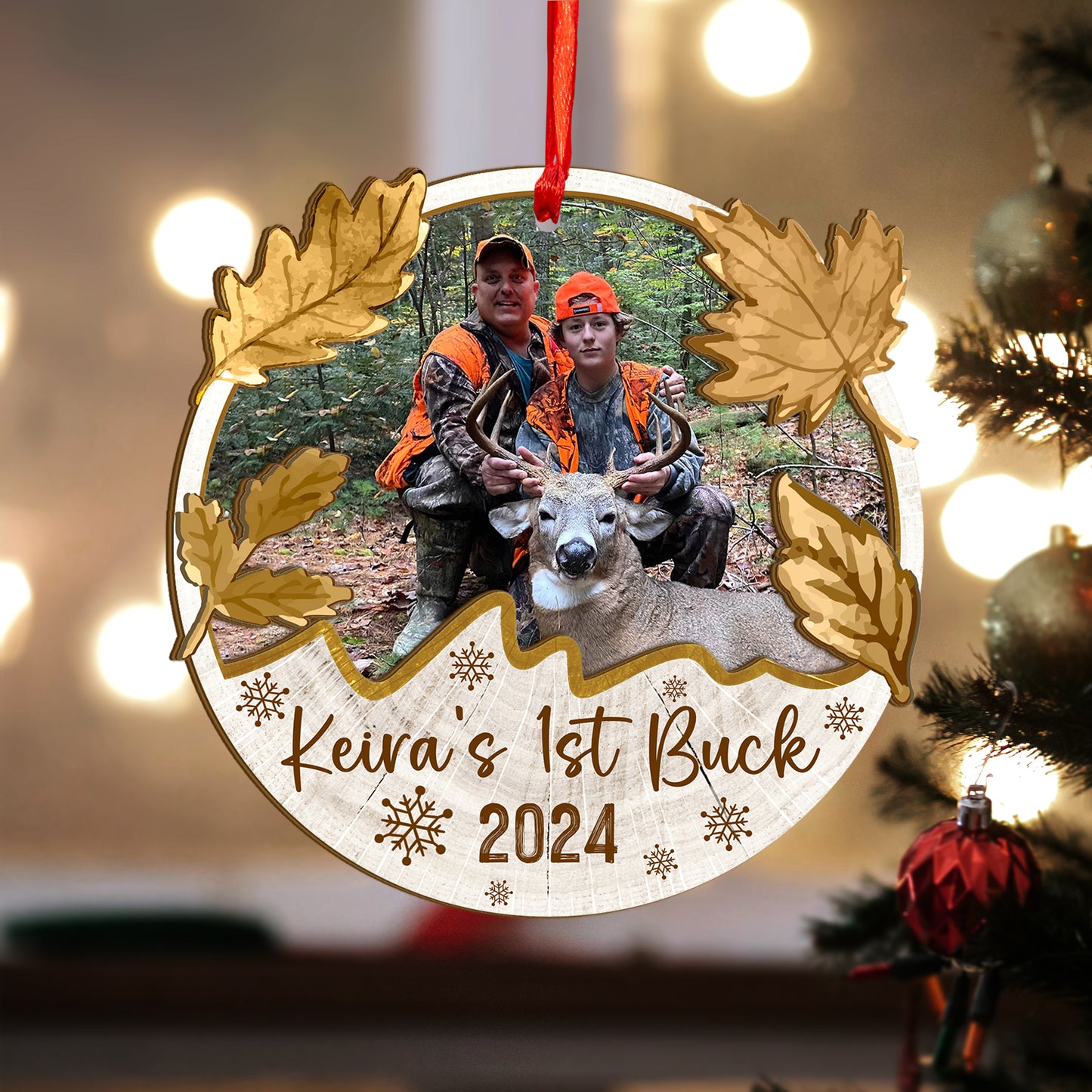 Custom Hunting Photo Wood and Acrylic Ornament