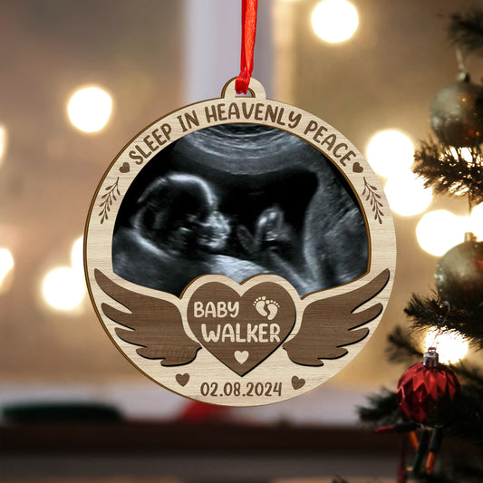 Custom Ultrasound Photo Wood and Acrylic Ornament