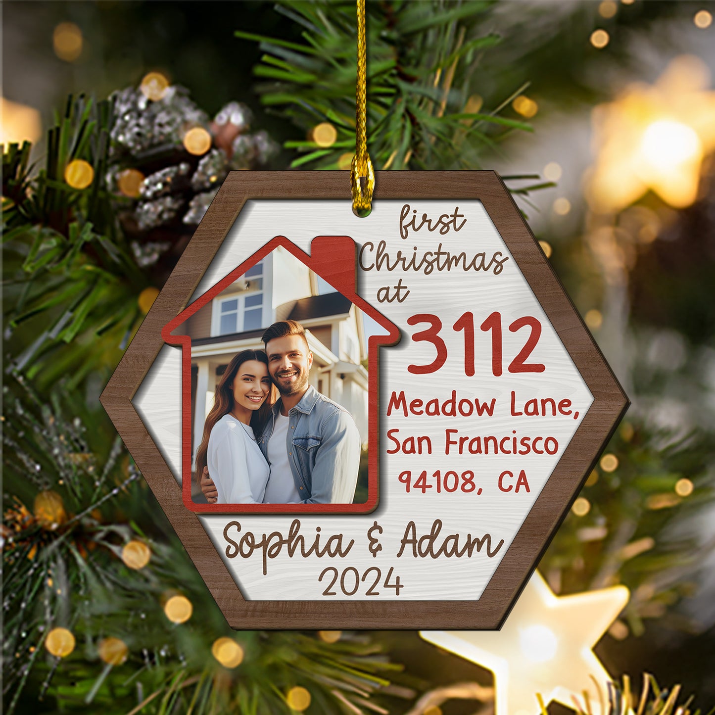 Custom New Home Photo 2-Layer Wood Ornament