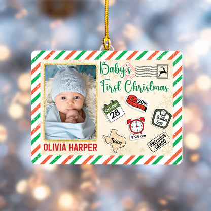 Custom Baby Photo Christmas Letter Ornament