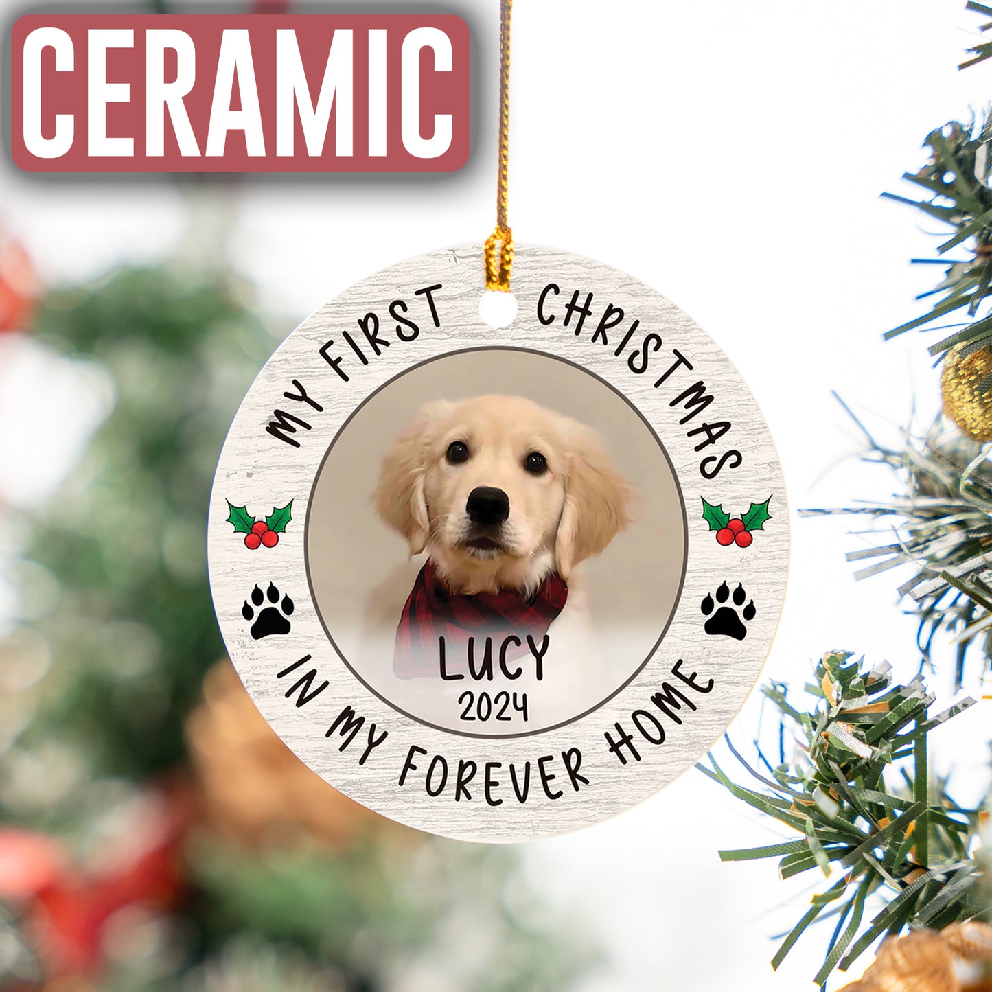 Custom Photo Dog First Christmas Ornament