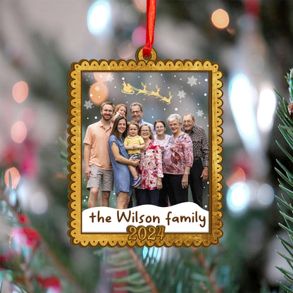 Custom Family Photo Wood and Acrylic Ornament