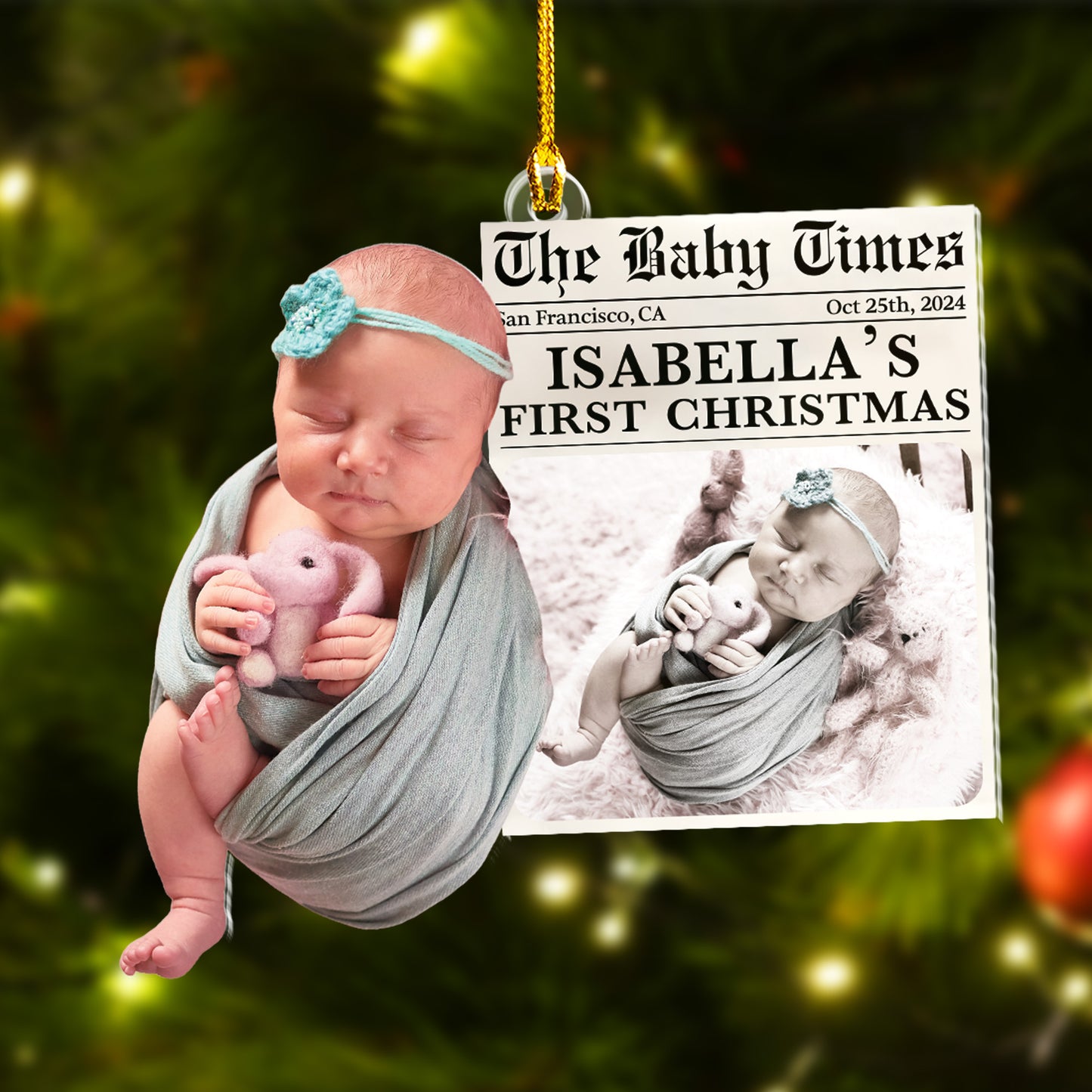 Custom Baby Photo Newspaper Ornament