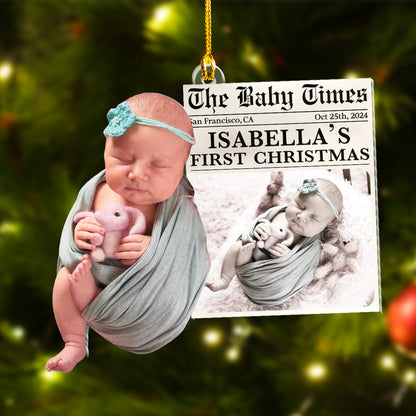 Custom Baby Photo Newspaper Ornament