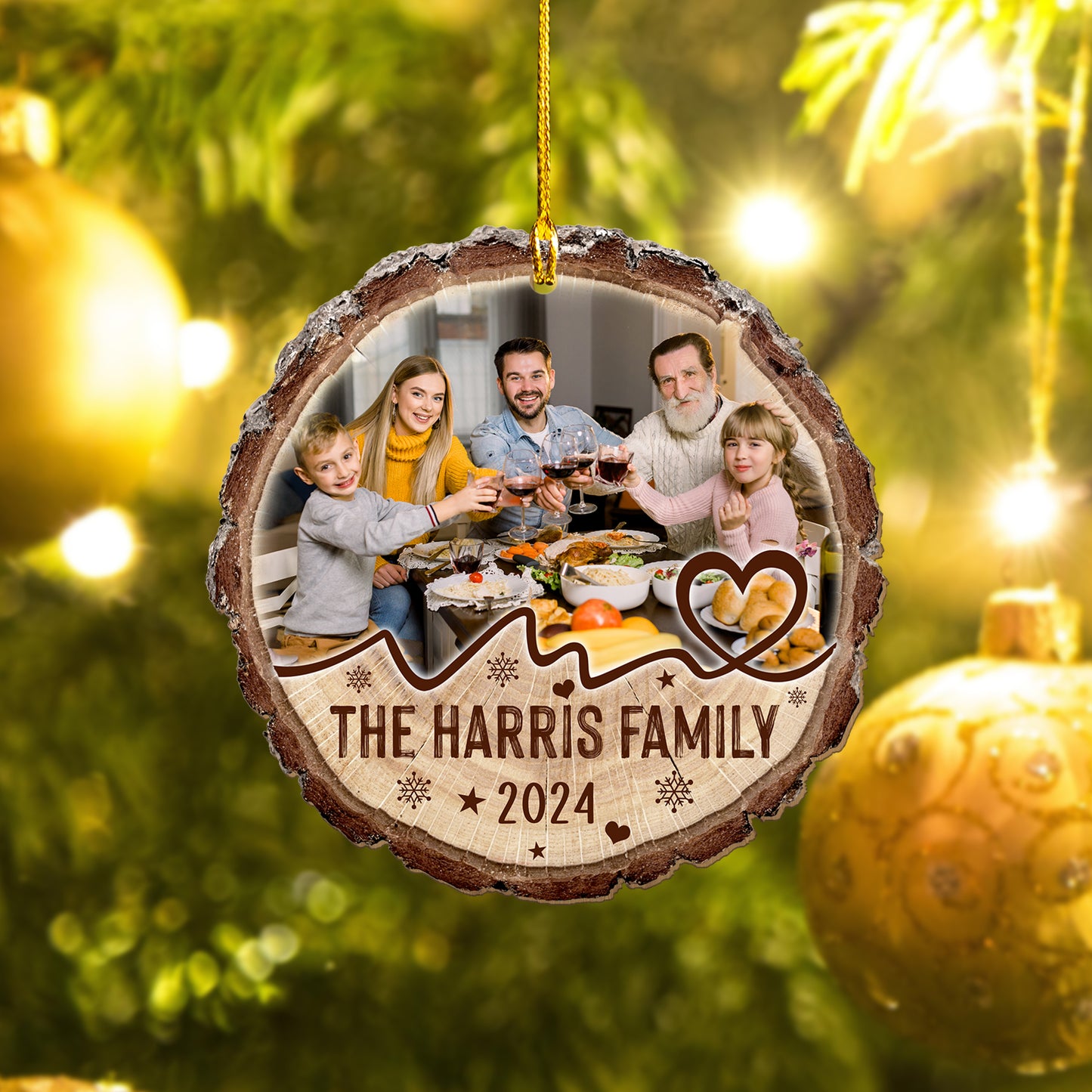 Custom Family Wood Slice Ornament