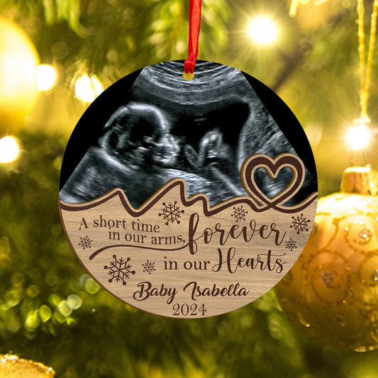 Custom Ultrasound Photo Baby Memorial Wood and Acrylic Ornament