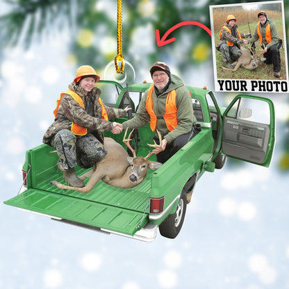 Custom Hunting Photo Vintage Truck Ornament