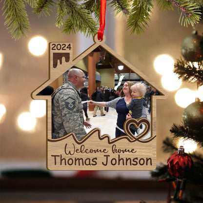 Custom Military Homecoming Photo Wood and Acrylic Ornament