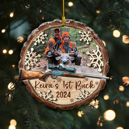 Custom Hunting Photo 2-Layer Wood Slice Ornament