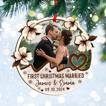 Custom Wedding Photo Wood and Acrylic Ornament