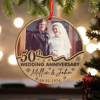 Custom 50th Wedding Anniversary Wood and Acrylic Ornament