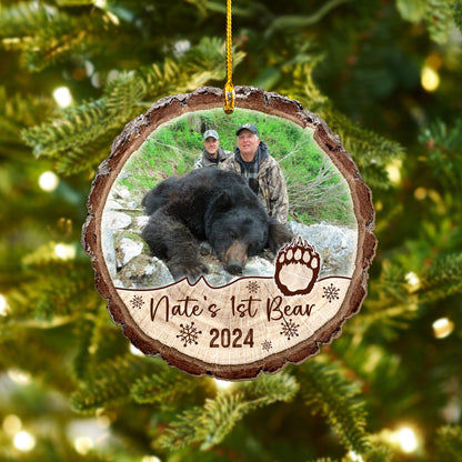 Custom Bear Hunting Photo Wood Ornament