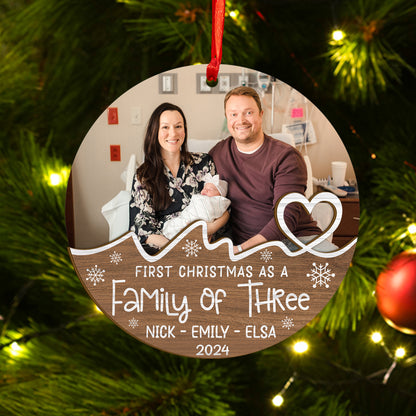 Custom Family Photo Wood and Acrylic Ornament