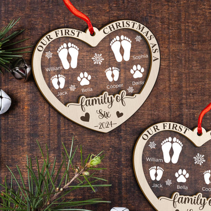 Custom Family Members Names Wood and Acrylic Ornament