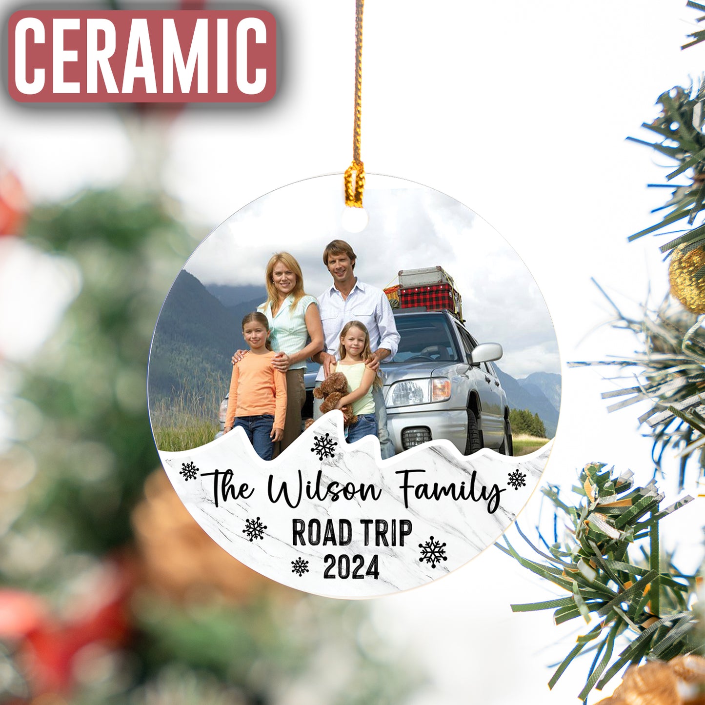 Custom Family Photo Road Trip Ornament