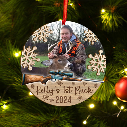 Custom Hunting Photo Borderless Wood and Acrylic Ornament