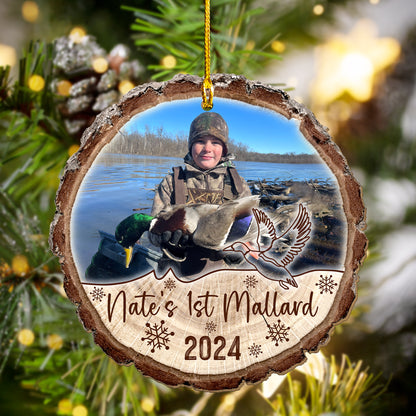 Custom Hunting Mallard Photo Wood Ornament