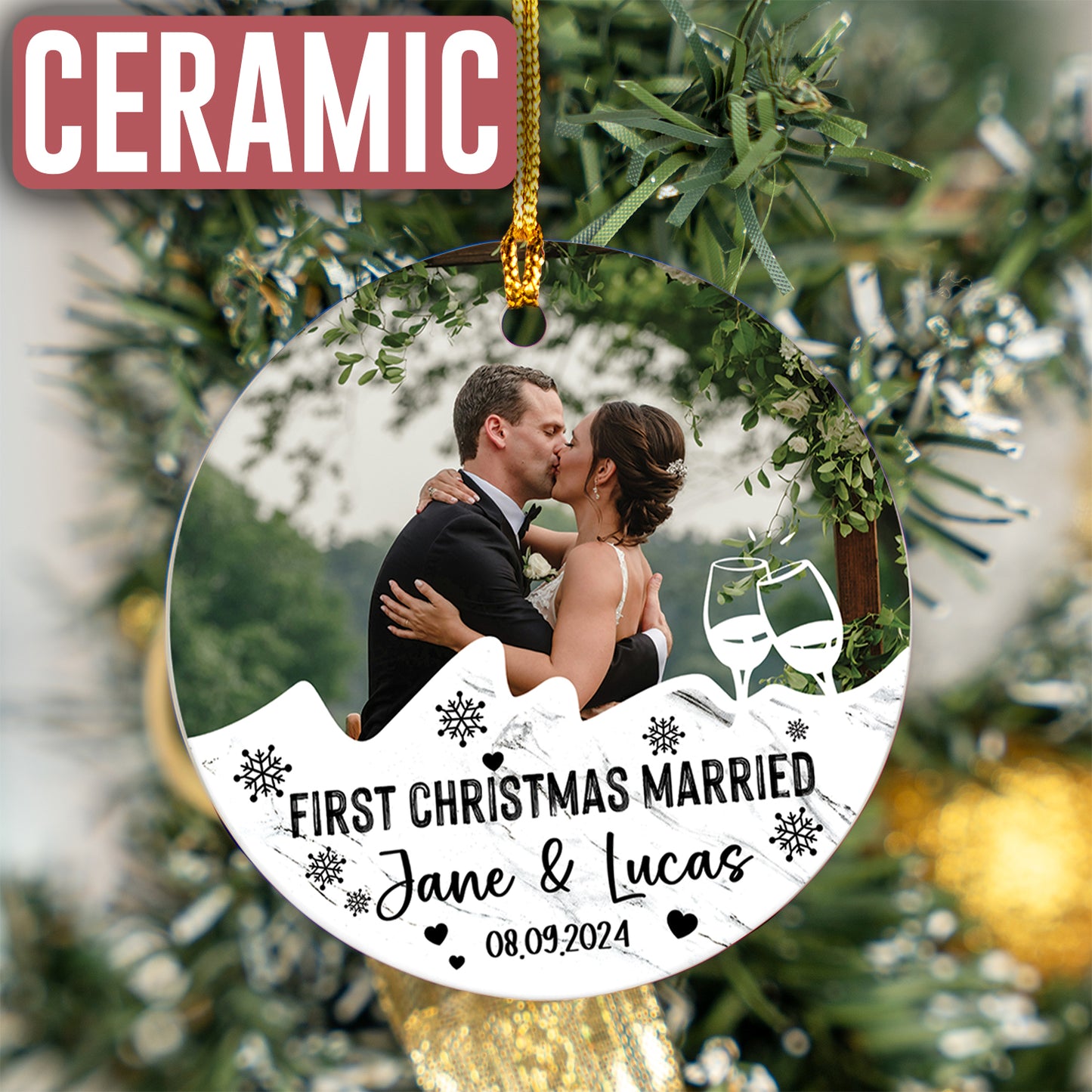 Custom Wedding Photo Ornament