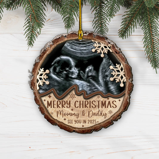 Custom Baby Ultrasound Photo 2-Layer Wood Ornament