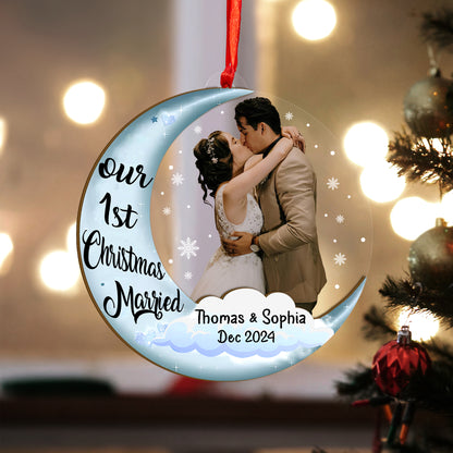 Custom Couple Photo Wood and Acrylic Ornament