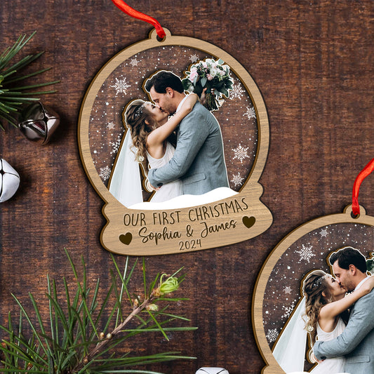 Custom Wedding Photo Wood and Acrylic Ornament