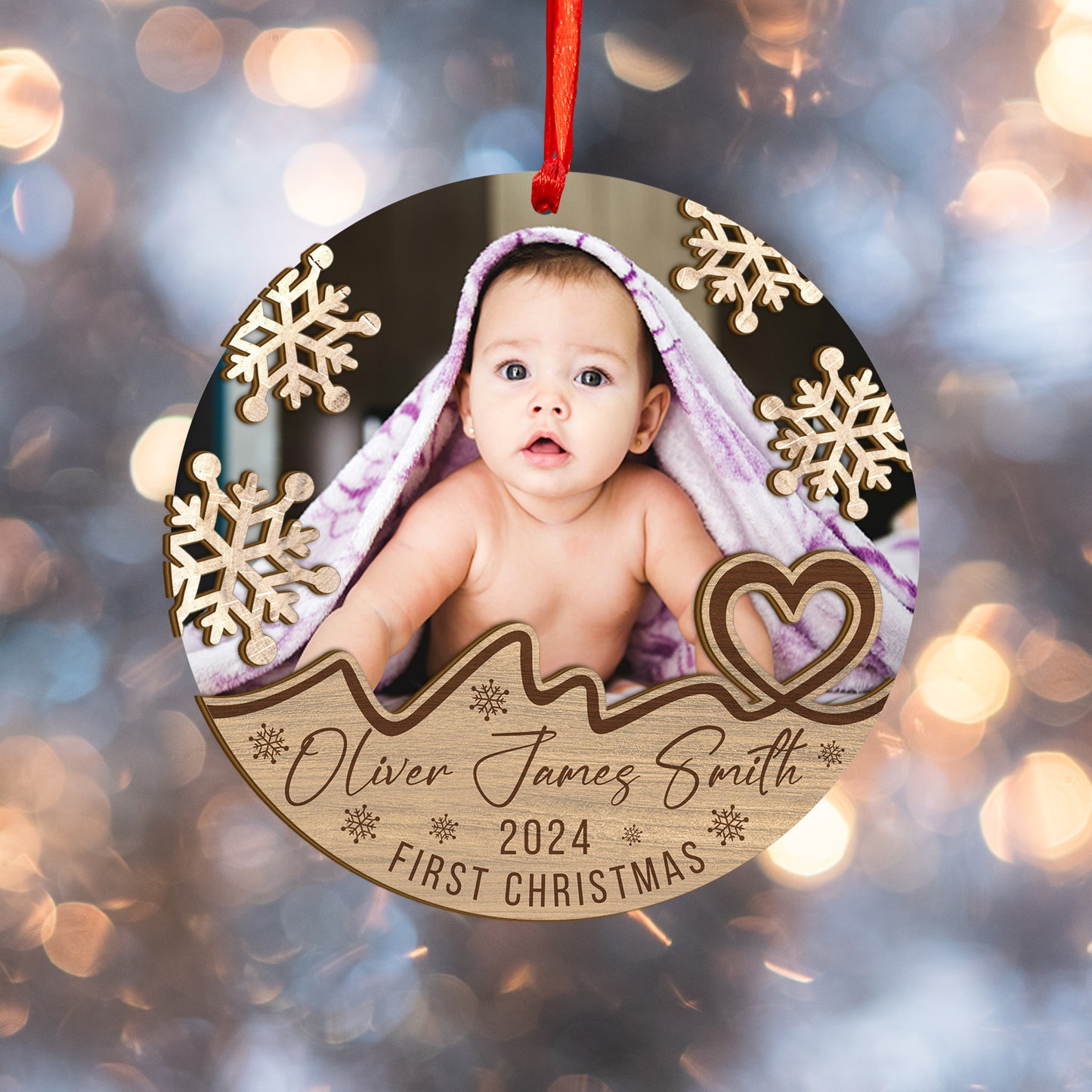 Custom Baby Photo Wood and Acrylic Ornament