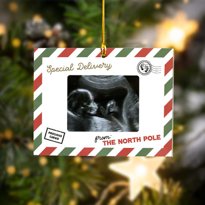 Custom Baby Ultrasound Photo Santa Letter Ornament