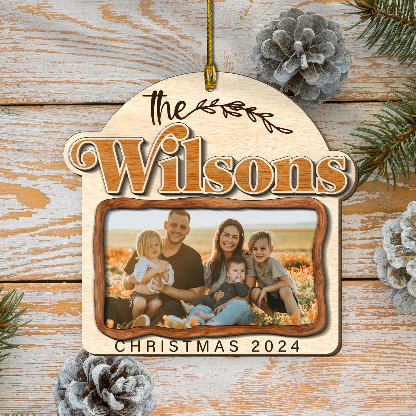 Custom Family Photo 2-Layer Wood Ornament