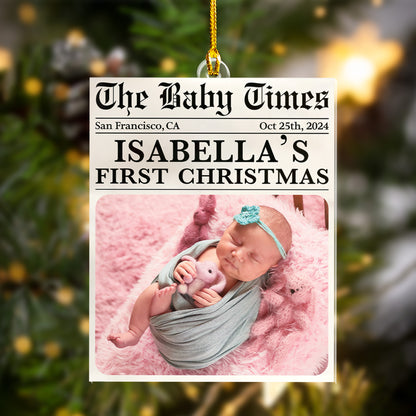 Custom Baby Photo Newspaper Ornament