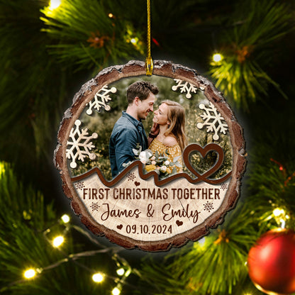 Custom Couple Photo 2-Layer Wood Ornament