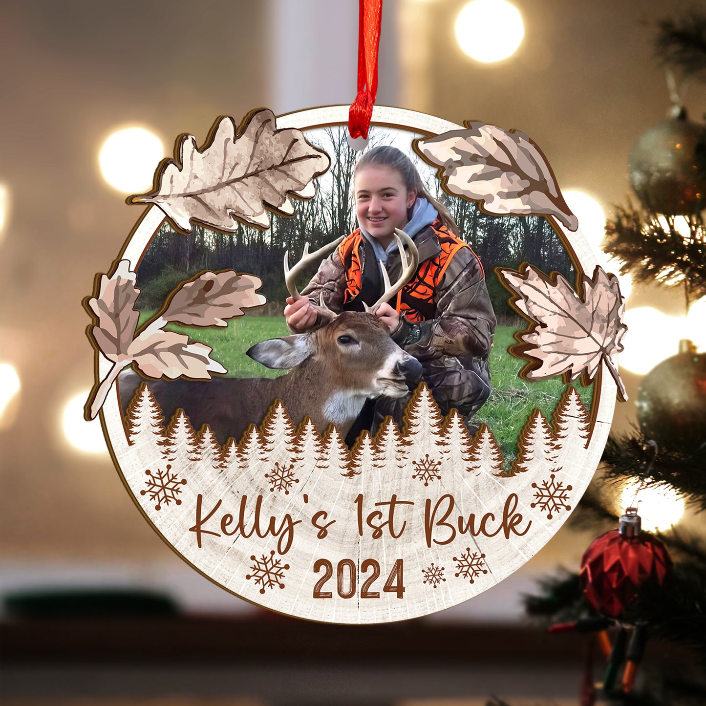 Custom Hunting Photo Wood and Acrylic Ornament