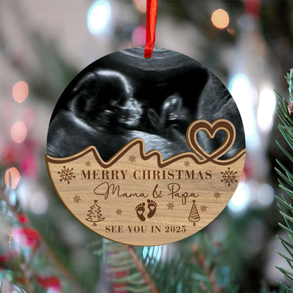 Custom Ultrasound Photo Baby Wood and Acrylic Ornament