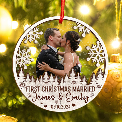 Custom Wedding Photo Wood and Acrylic Ornament