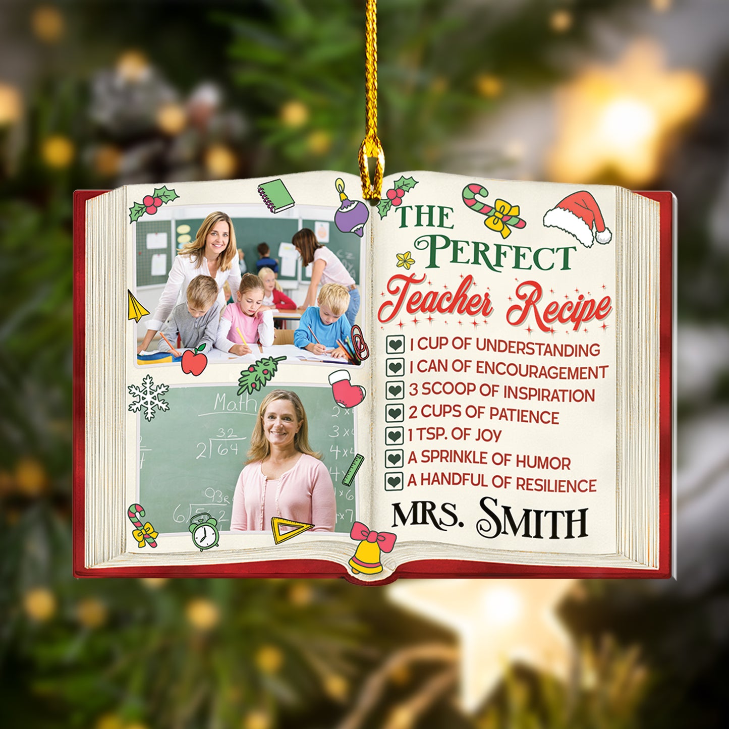 Custom Teacher Photo The Perfect Teacher Recipe Ornament