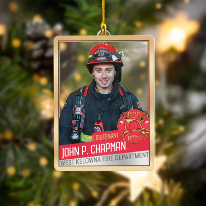 Custom Photo Firefighter Card Acrylic Ornament