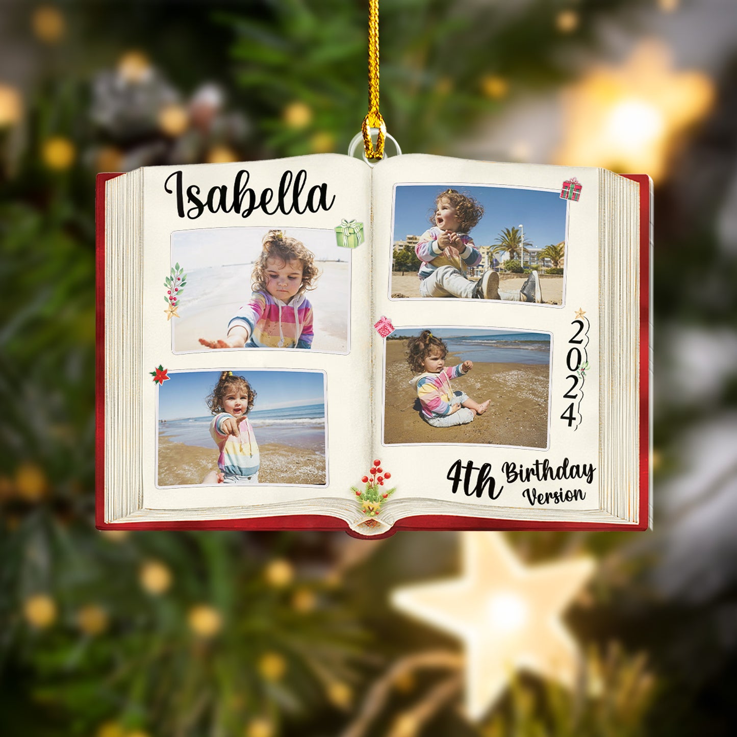 Custom Photo Book Birthday Ornament