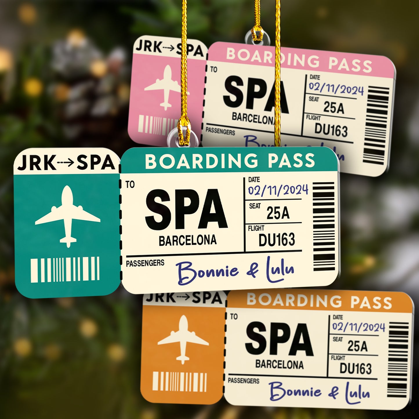 Custom 2-Sides Boarding Pass Ornament