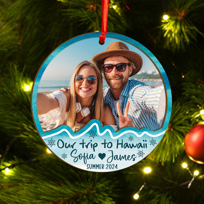 Custom Travel Photo Wood and Acrylic Ornament