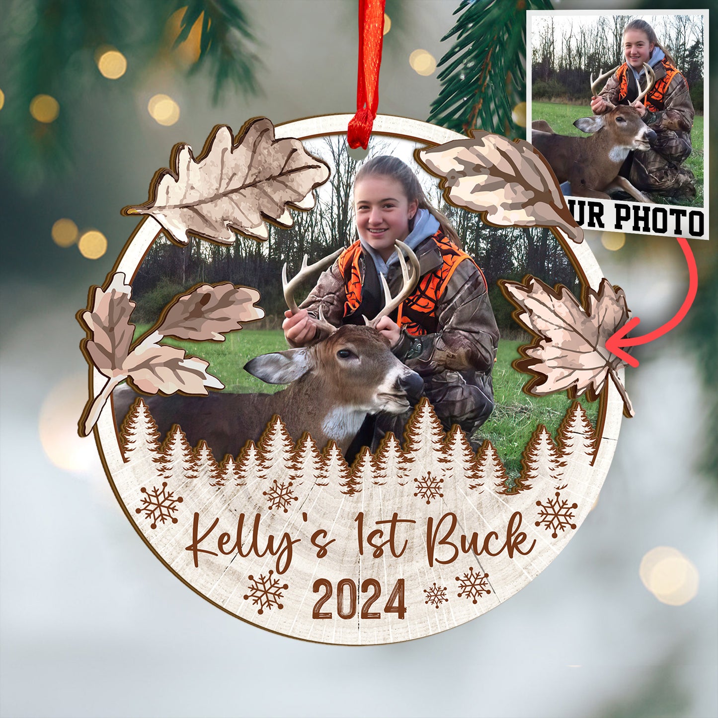 Custom Hunting Photo Wood and Acrylic Ornament