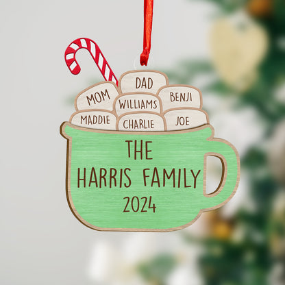 Custom Family Names Wood and Acrylic Ornament